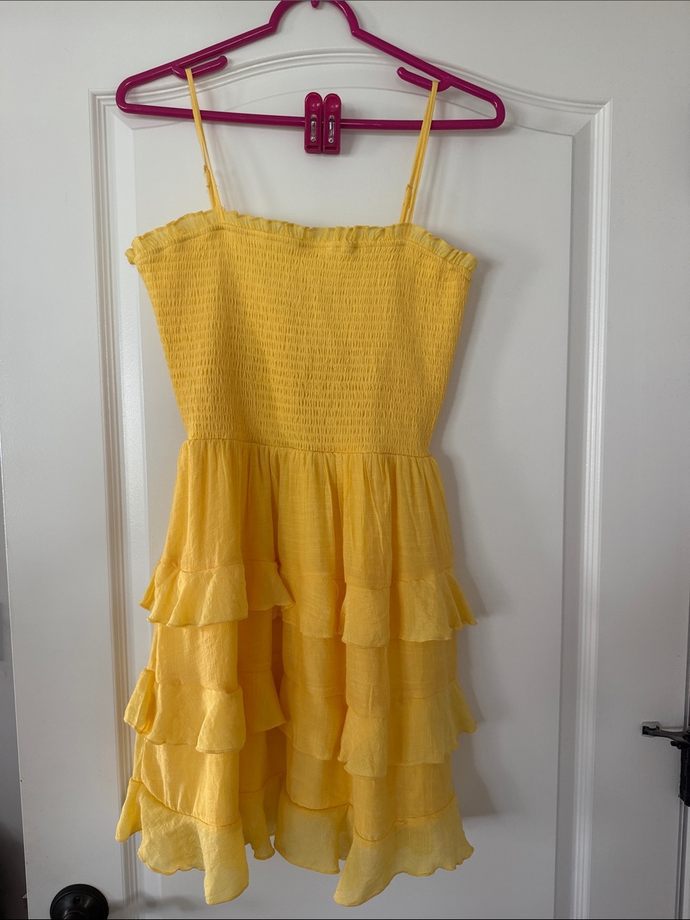 New Yellow Ruffle Tiered Dress